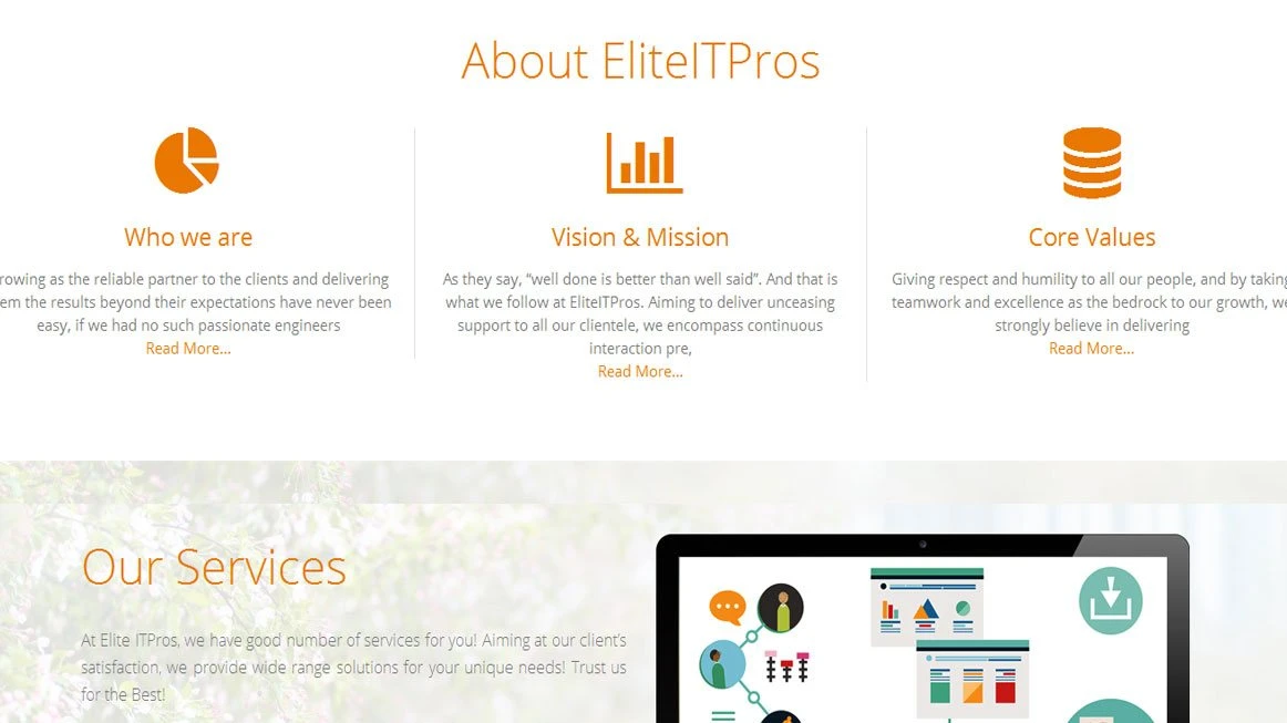 Slide 2:Project portfolio screen shot for Financials for Office 365 Kentico Web Design & Development project