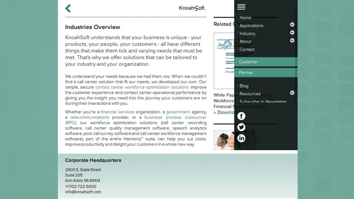 Slide 3:Project portfolio screen shot for Financials for Office 365 Kentico Web Design & Development project